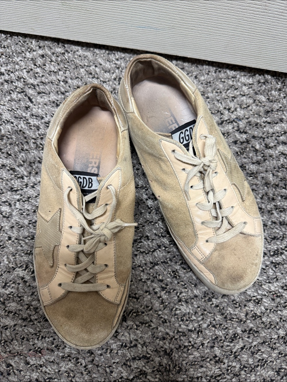 Golden Goose Beige Suede Low-Top Sneakers